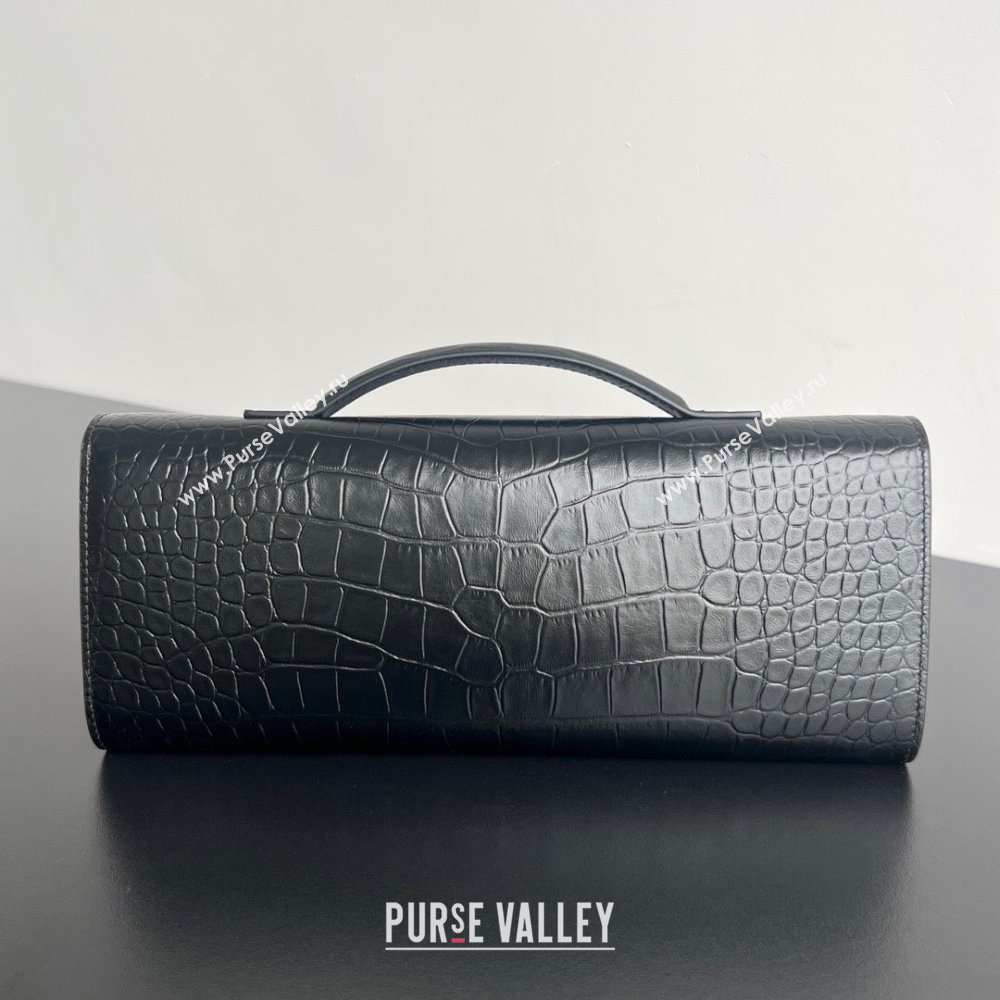 Bottega Veneta Long Clutch Bag Andiamo in Crocodile Embossed Leather Black 2025 741511 (WT-251119050)