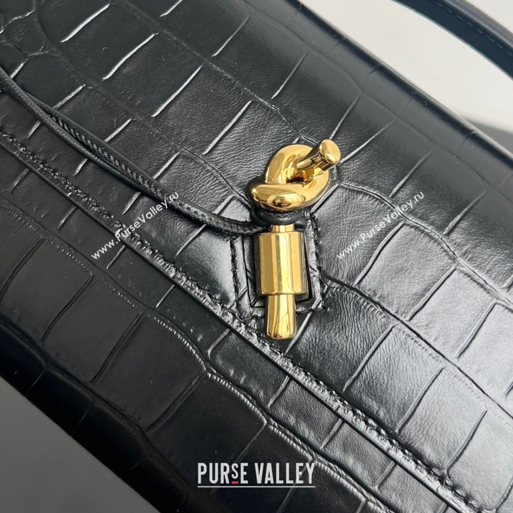 Bottega Veneta Long Clutch Bag Andiamo in Crocodile Embossed Leather Black 2025 741511 (WT-251119050)