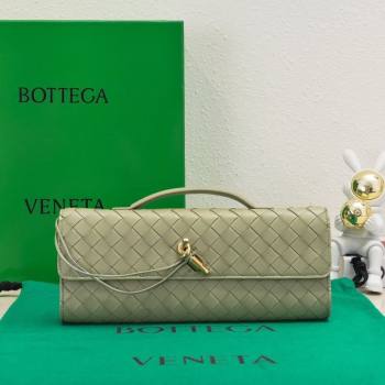 Bottega Veneta Long Clutch Bag Andiamo in Intrecciato Leather Travertine Green 2025 741511 (WT-251119033)