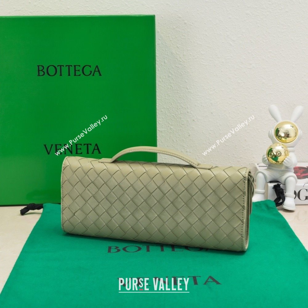 Bottega Veneta Long Clutch Bag Andiamo in Intrecciato Leather Travertine Green 2025 741511 (WT-251119033)