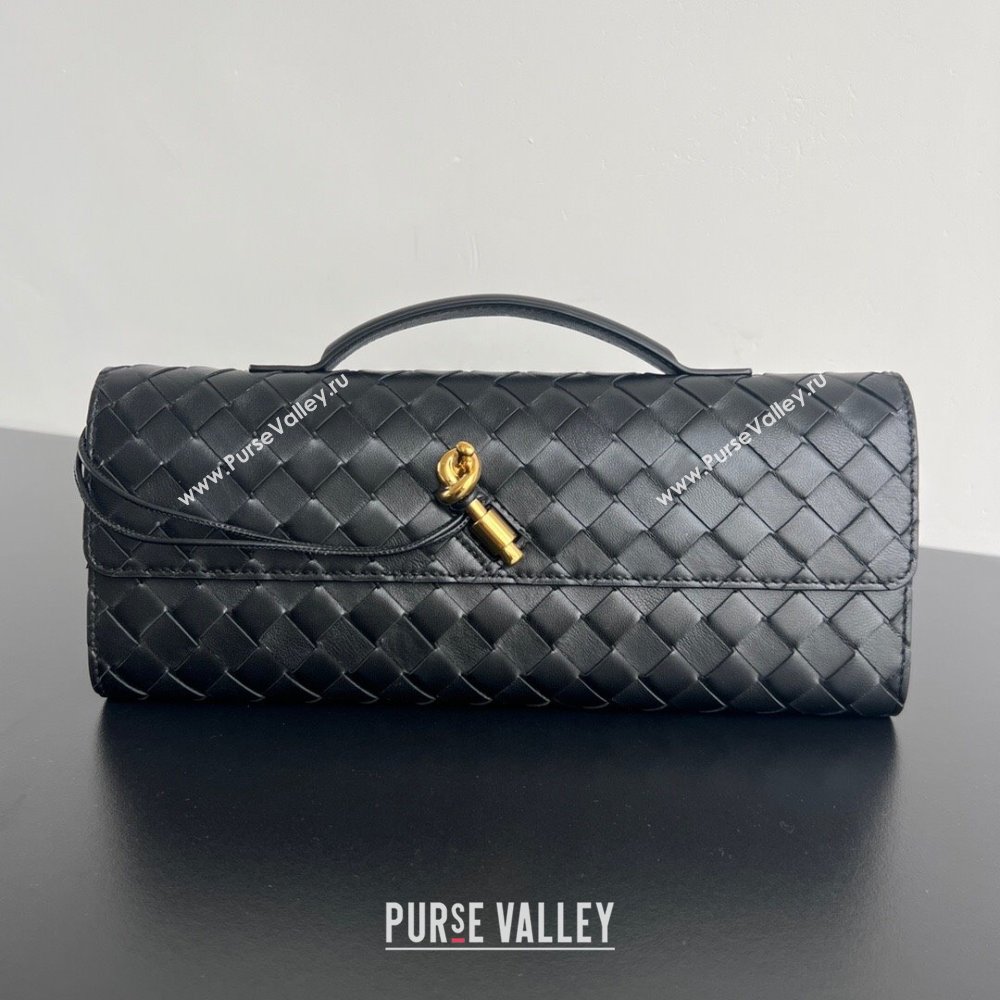 Bottega Veneta Long Clutch Bag Andiamo in Intrecciato Leather Black 2025 741511 (WT-251119036)
