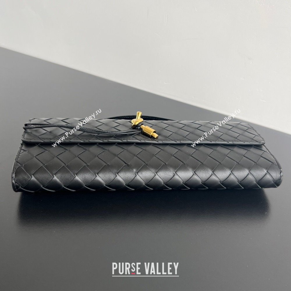 Bottega Veneta Long Clutch Bag Andiamo in Intrecciato Leather Black 2025 741511 (WT-251119036)