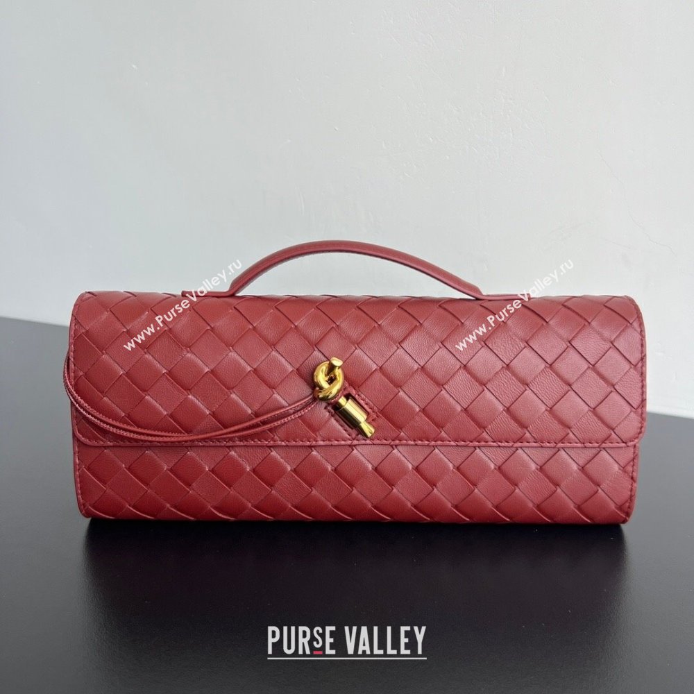 Bottega Veneta Long Clutch Bag Andiamo in Intrecciato Leather Barolo Red 2025 741511 (WT-251119040)