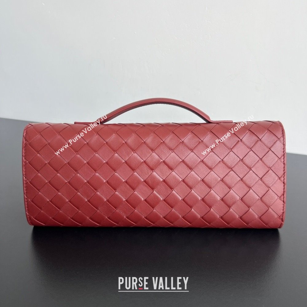 Bottega Veneta Long Clutch Bag Andiamo in Intrecciato Leather Barolo Red 2025 741511 (WT-251119040)