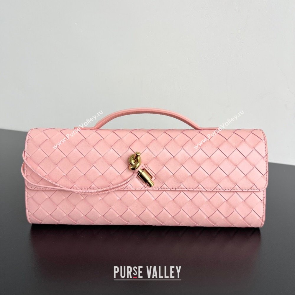 Bottega Veneta Long Clutch Bag Andiamo in Intrecciato Leather Rose Pink 2025 741511 (WT-251119041)