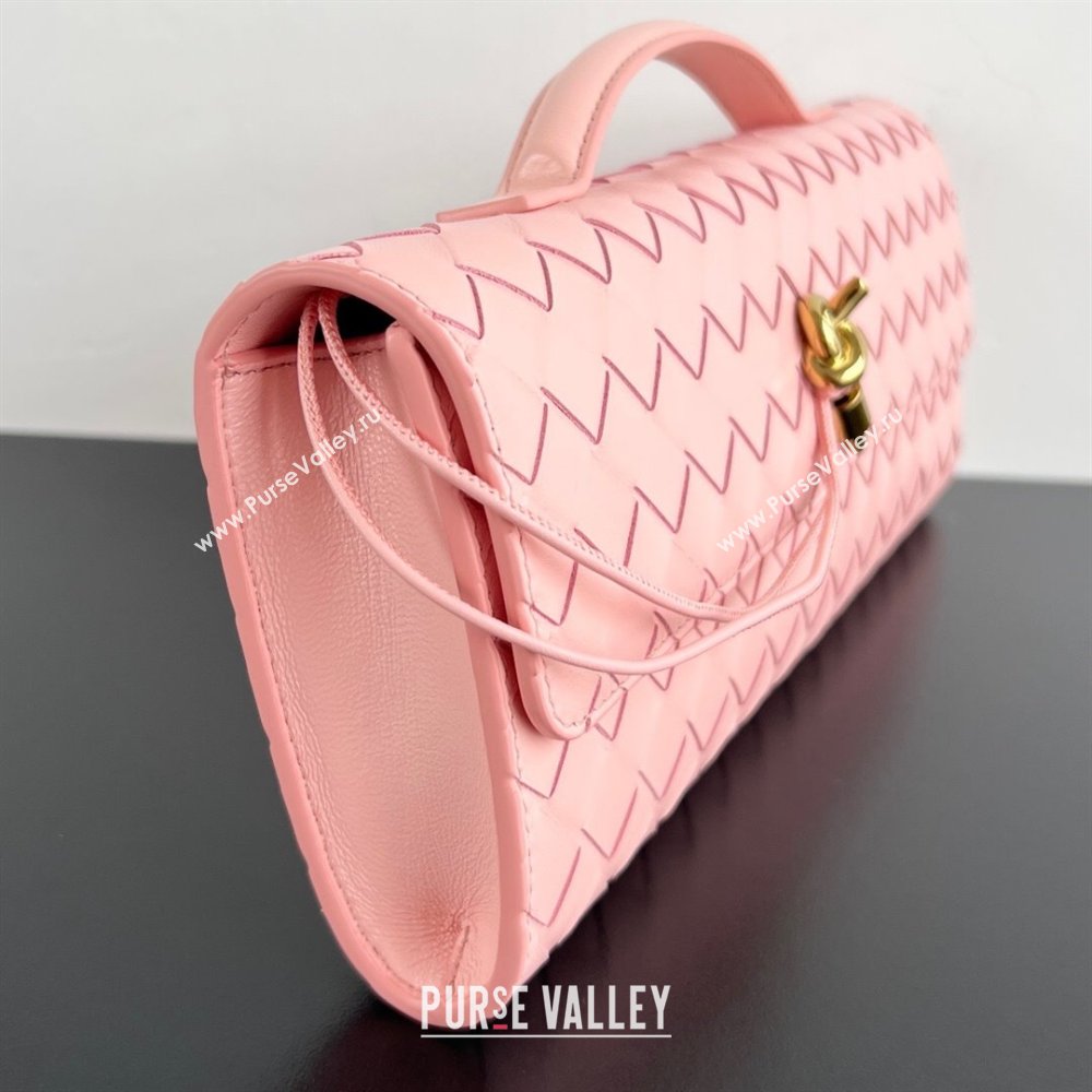 Bottega Veneta Long Clutch Bag Andiamo in Intrecciato Leather Rose Pink 2025 741511 (WT-251119041)
