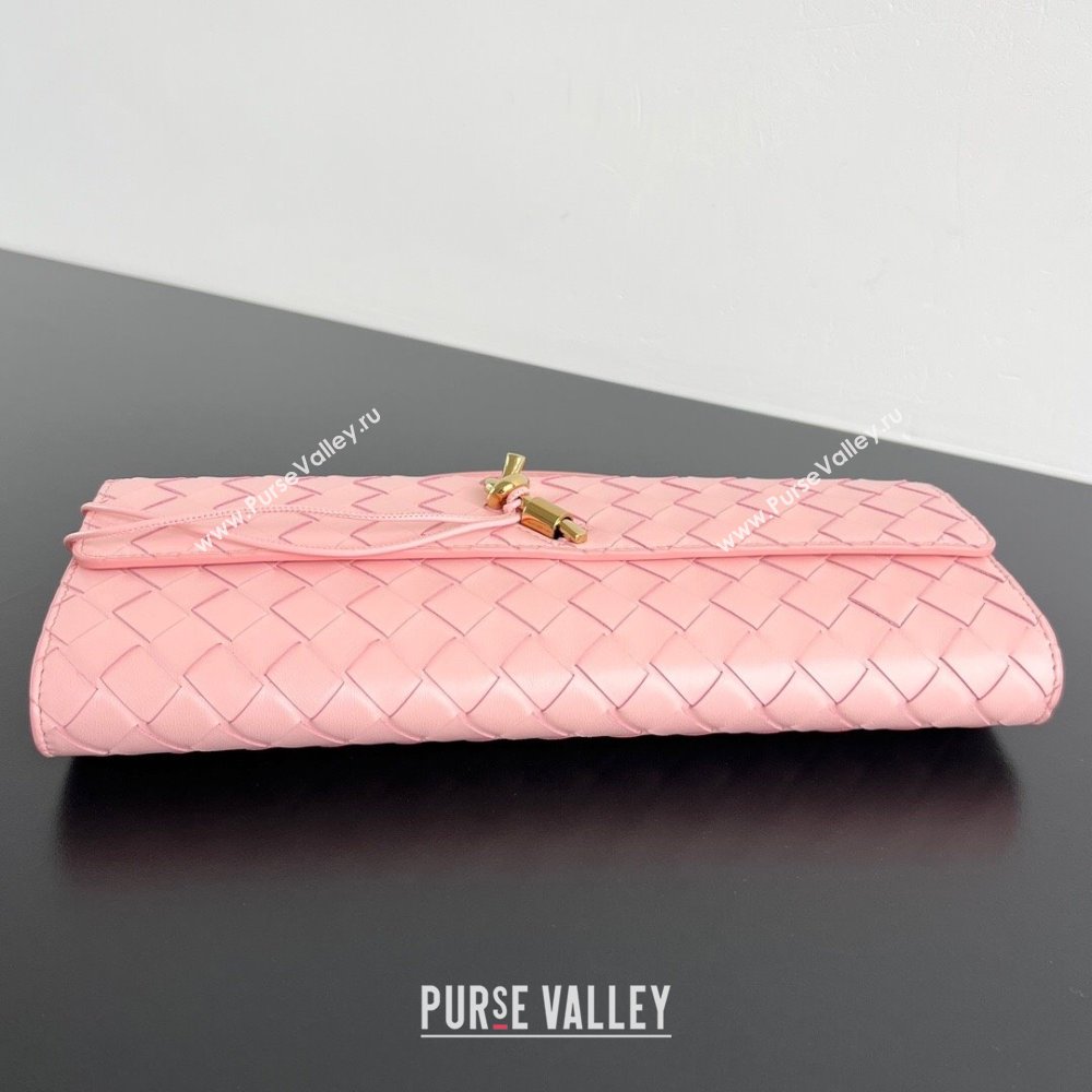 Bottega Veneta Long Clutch Bag Andiamo in Intrecciato Leather Rose Pink 2025 741511 (WT-251119041)