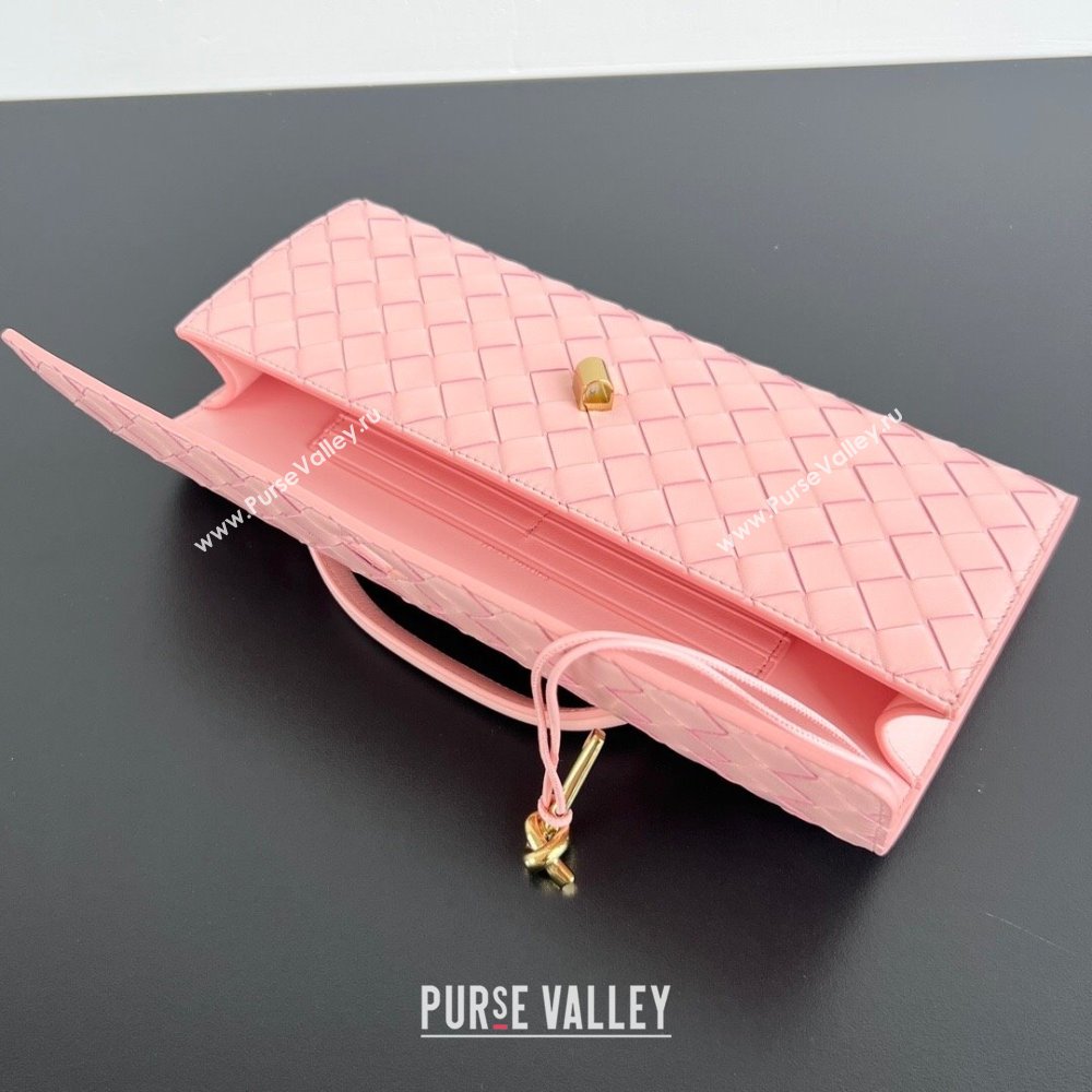 Bottega Veneta Long Clutch Bag Andiamo in Intrecciato Leather Rose Pink 2025 741511 (WT-251119041)