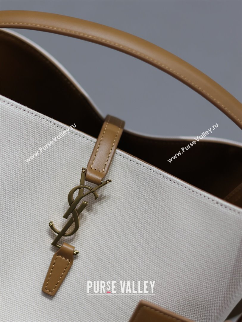 Saint Laurent LE 37 Bucket Bag in Canvas and Leather Brown/White 742828 2024 (YY-241218046)