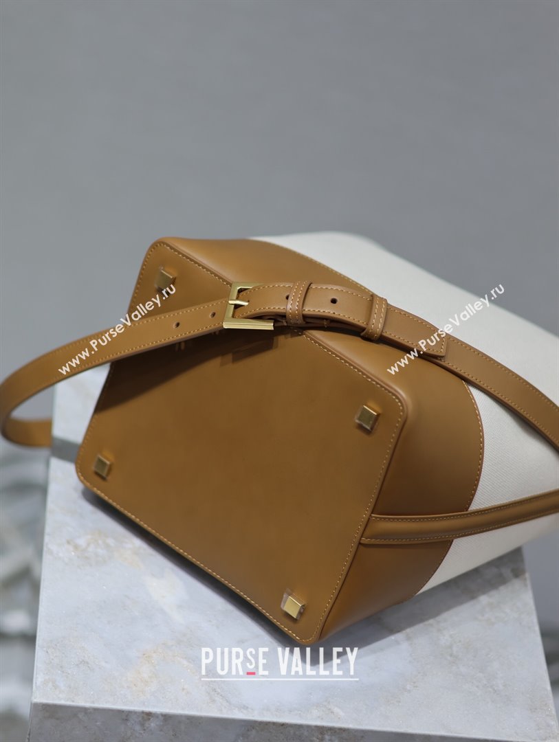 Saint Laurent LE 37 Bucket Bag in Canvas and Leather Brown/White 742828 2024 (YY-241218046)