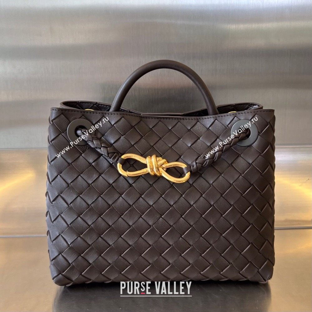 Bottega Veneta Small Andiamo Top Handle Bag in Intrecciato Leather 743568 Fondant Brown 2025 0731 (WT-250731045)