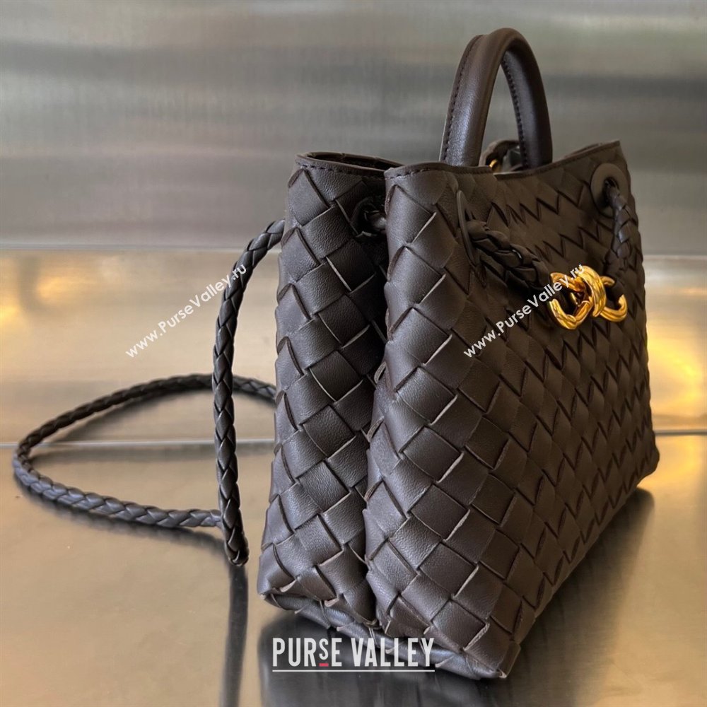 Bottega Veneta Small Andiamo Top Handle Bag in Intrecciato Leather 743568 Fondant Brown 2025 0731 (WT-250731045)