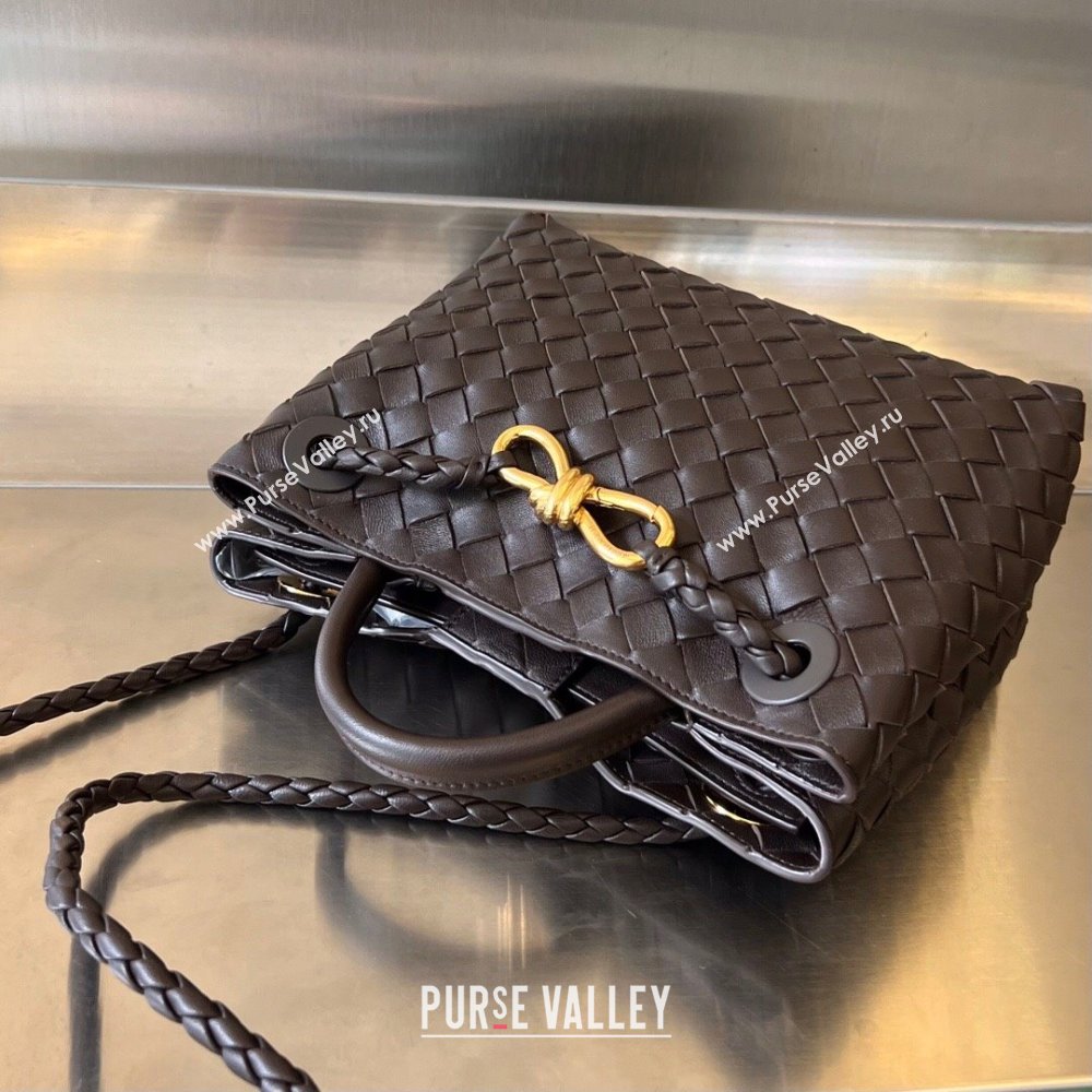 Bottega Veneta Small Andiamo Top Handle Bag in Intrecciato Leather 743568 Fondant Brown 2025 0731 (WT-250731045)