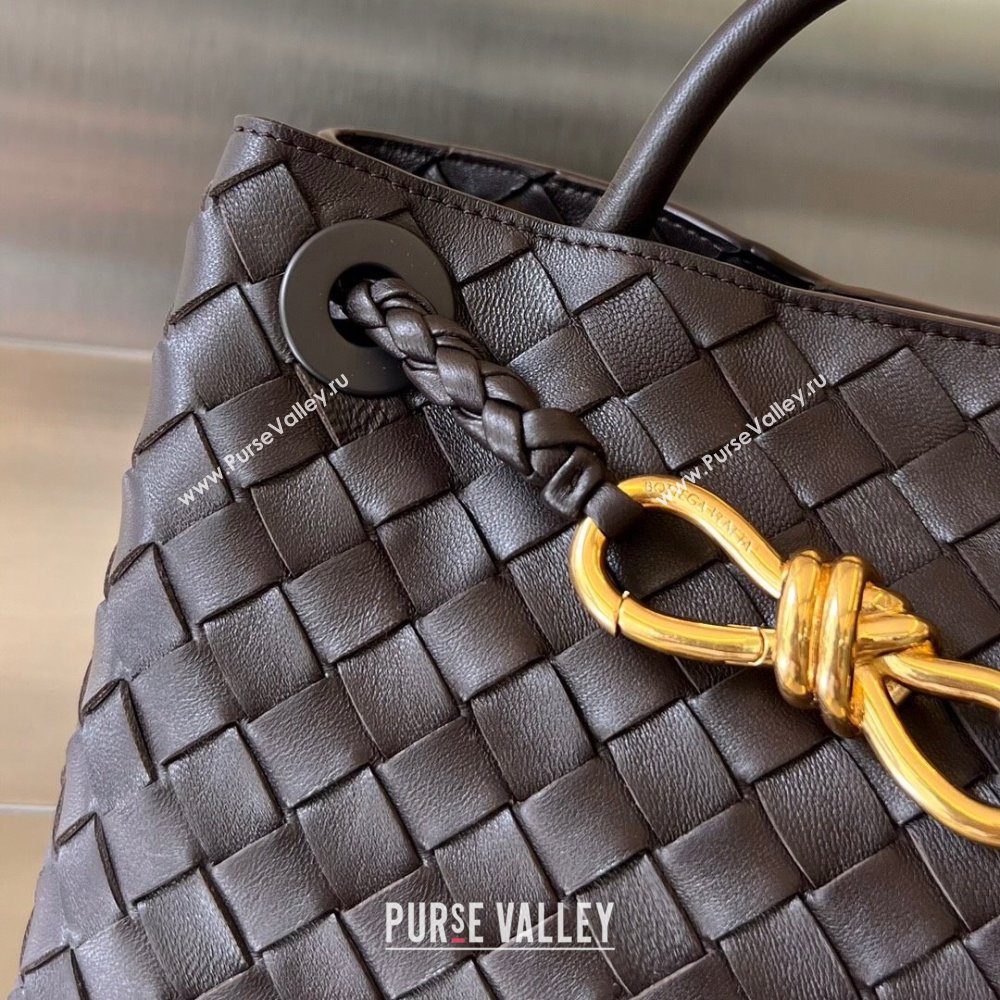 Bottega Veneta Small Andiamo Top Handle Bag in Intrecciato Leather 743568 Fondant Brown 2025 0731 (WT-250731045)