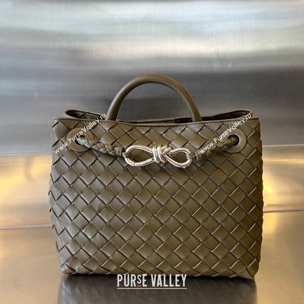 Bottega Veneta Small Andiamo Top Handle Bag in Intrecciato Leather 743568 Soil 2025 0731 (WT-250731046)