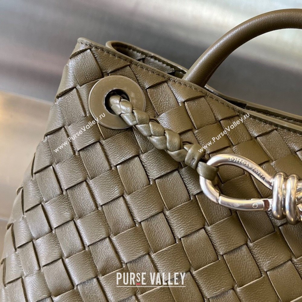 Bottega Veneta Small Andiamo Top Handle Bag in Intrecciato Leather 743568 Soil 2025 0731 (WT-250731046)