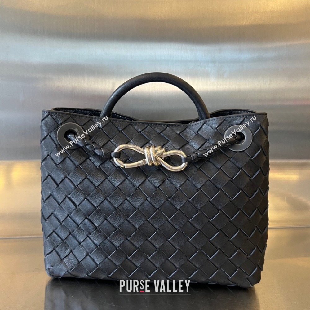 Bottega Veneta Small Andiamo Top Handle Bag in Intrecciato Leather 743568 Space/Silver 2025 0731 (WT-250731047)