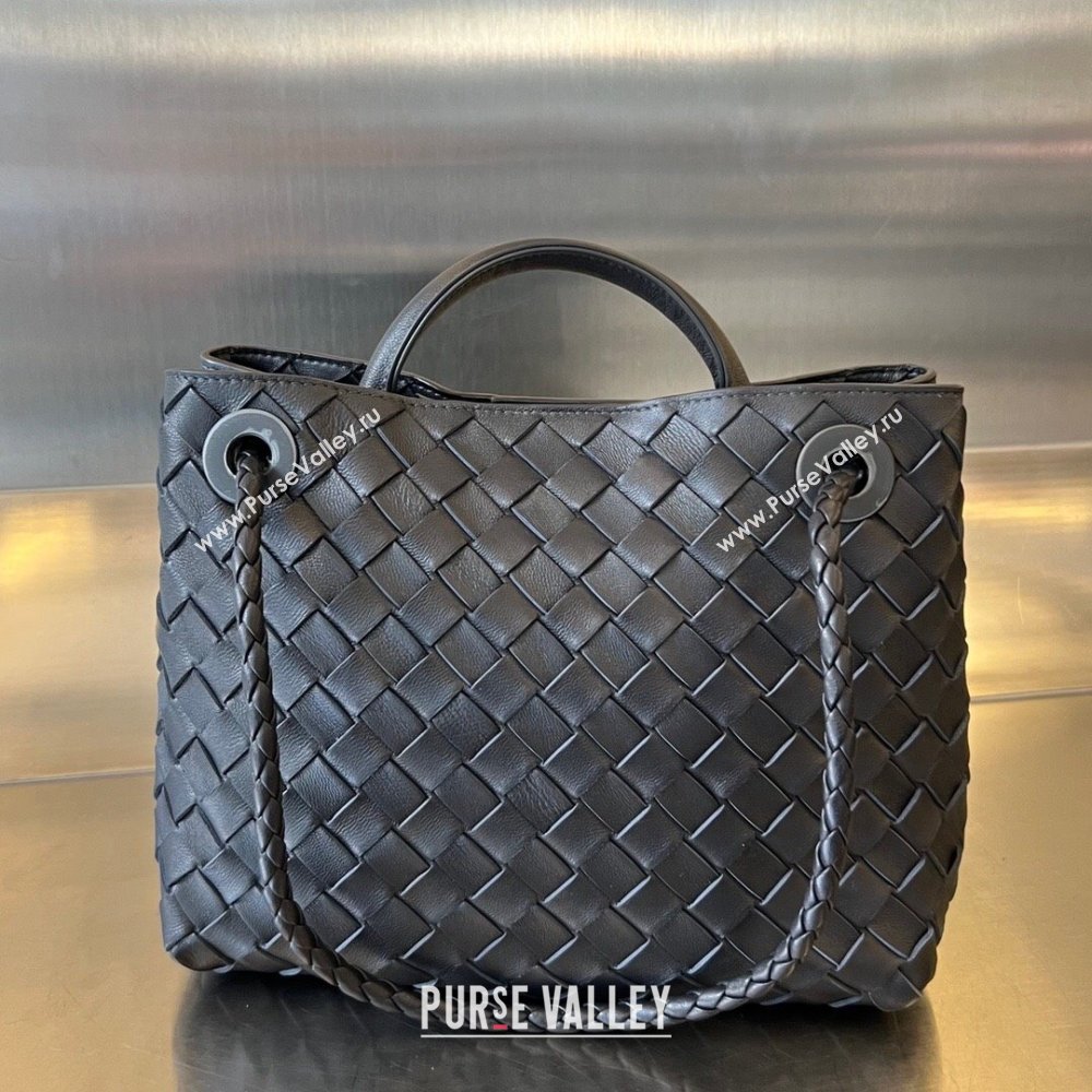 Bottega Veneta Small Andiamo Top Handle Bag in Intrecciato Leather 743568 Space/Silver 2025 0731 (WT-250731047)
