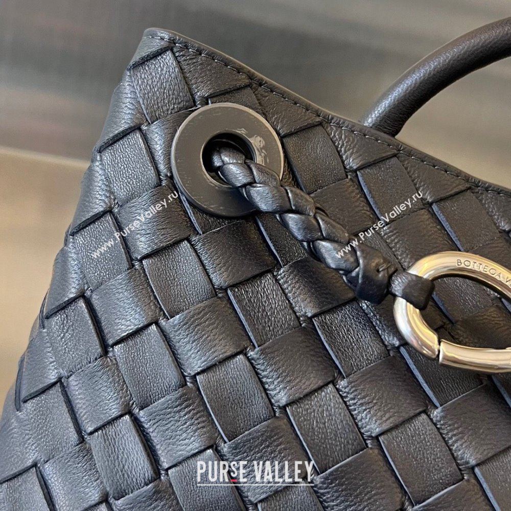 Bottega Veneta Small Andiamo Top Handle Bag in Intrecciato Leather 743568 Space/Silver 2025 0731 (WT-250731047)