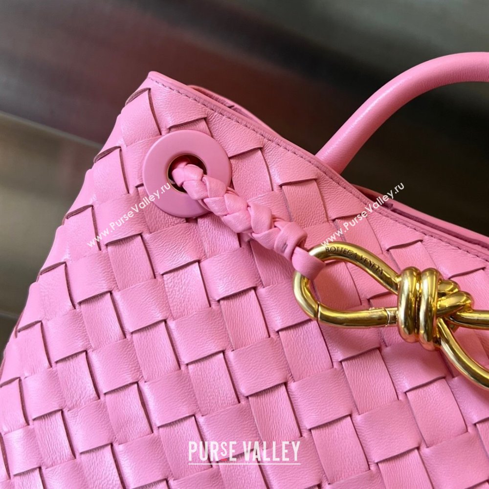 Bottega Veneta Small Andiamo Top Handle Bag in Intrecciato Leather 743568 Pink2 2025 0731 (WT-250731048)