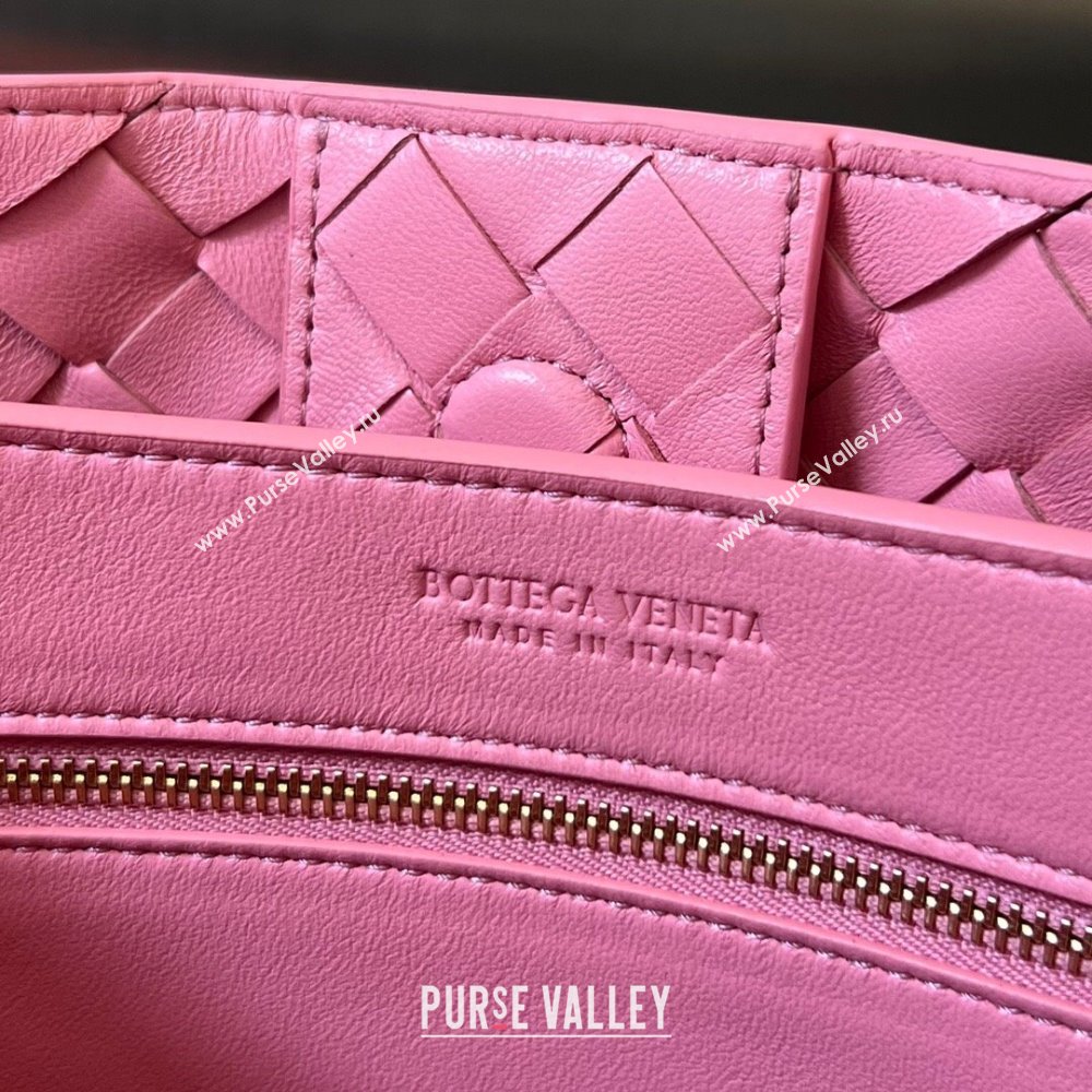 Bottega Veneta Small Andiamo Top Handle Bag in Intrecciato Leather 743568 Pink2 2025 0731 (WT-250731048)