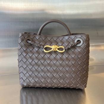 Bottega Veneta Small Andiamo Top Handle Bag in Intrecciato Leather 743568 Chocolate 2025 0731 (WT-250731049)
