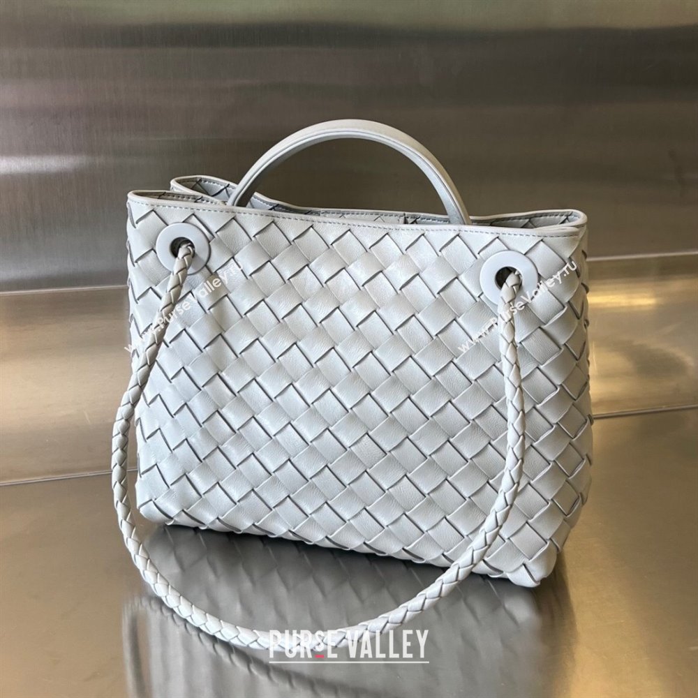 Bottega Veneta Small Andiamo Top Handle Bag in Intrecciato Leather 743568 Agate Grey 2025 0731 (WT-250731050)