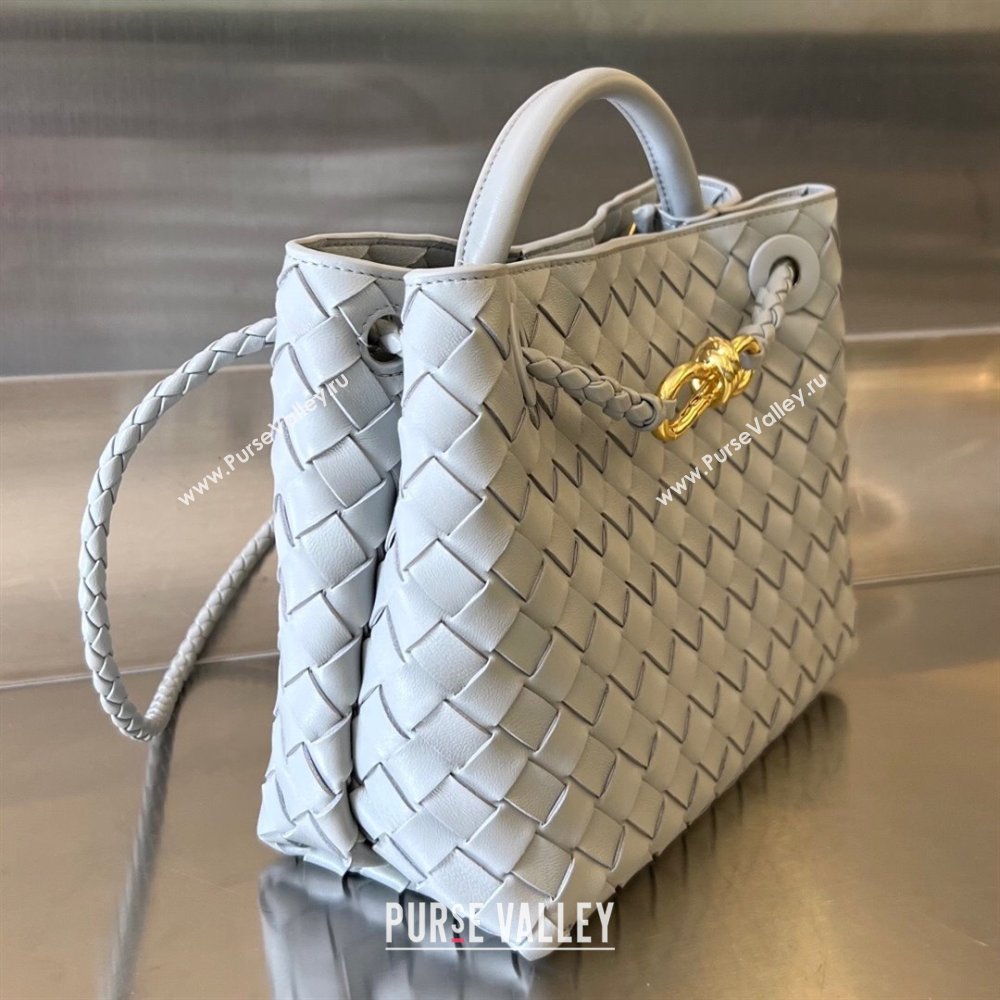 Bottega Veneta Small Andiamo Top Handle Bag in Intrecciato Leather 743568 Agate Grey 2025 0731 (WT-250731050)