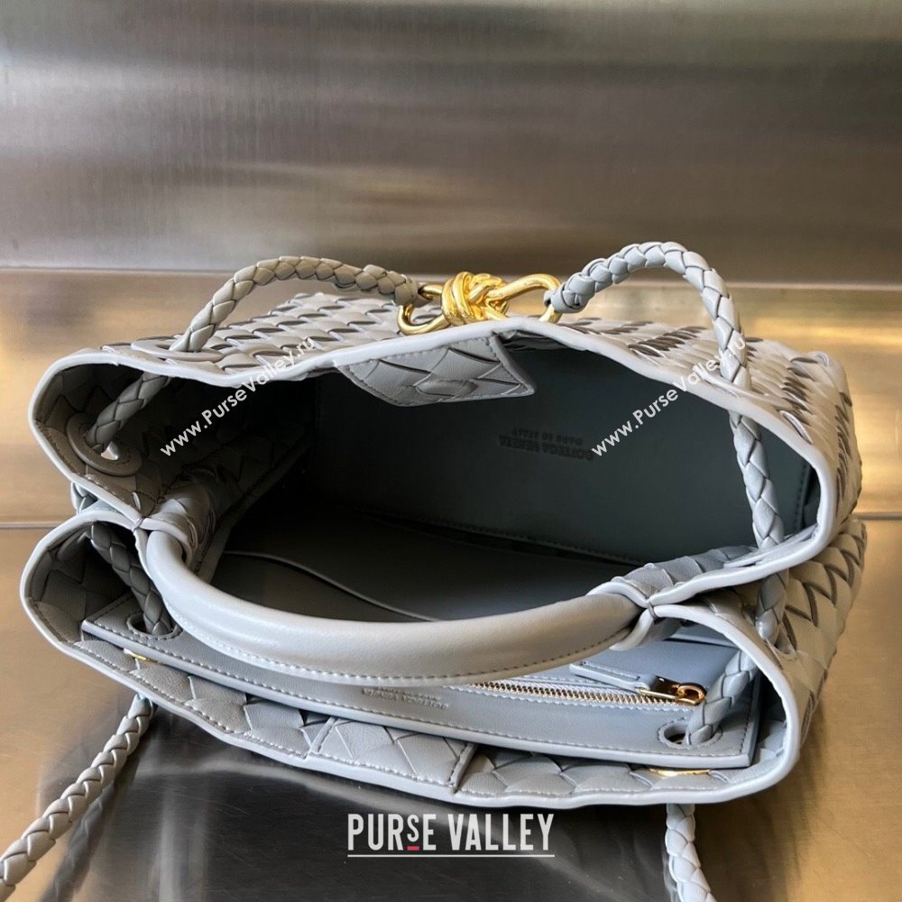 Bottega Veneta Small Andiamo Top Handle Bag in Intrecciato Leather 743568 Agate Grey 2025 0731 (WT-250731050)