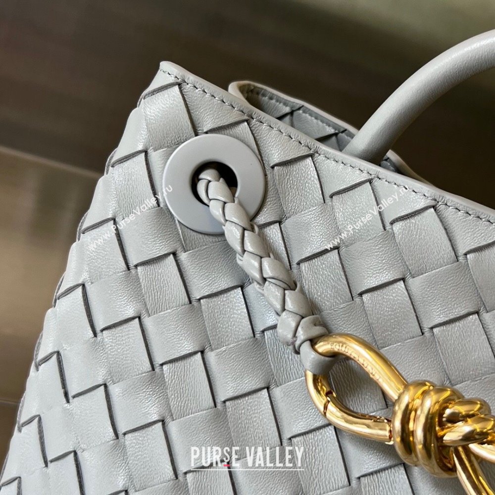 Bottega Veneta Small Andiamo Top Handle Bag in Intrecciato Leather 743568 Agate Grey 2025 0731 (WT-250731050)