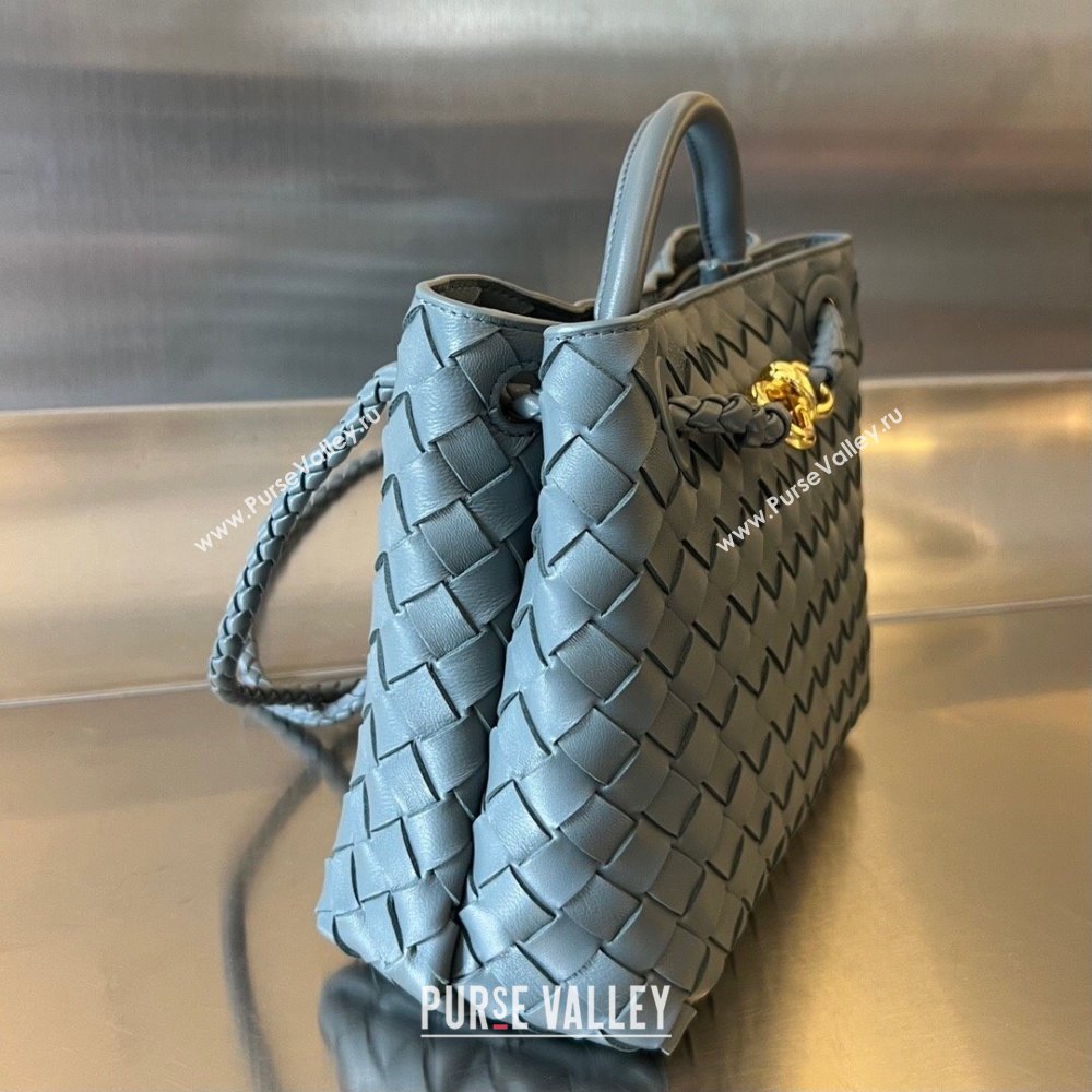 Bottega Veneta Small Andiamo Top Handle Bag in Intrecciato Leather 743568 Slate Grey 2025 0731 (WT-250731051)