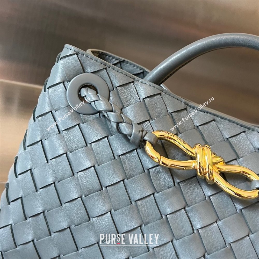 Bottega Veneta Small Andiamo Top Handle Bag in Intrecciato Leather 743568 Slate Grey 2025 0731 (WT-250731051)