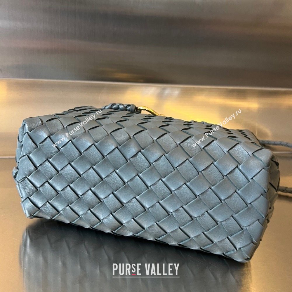 Bottega Veneta Small Andiamo Top Handle Bag in Intrecciato Leather 743568 Slate Grey 2025 0731 (WT-250731051)