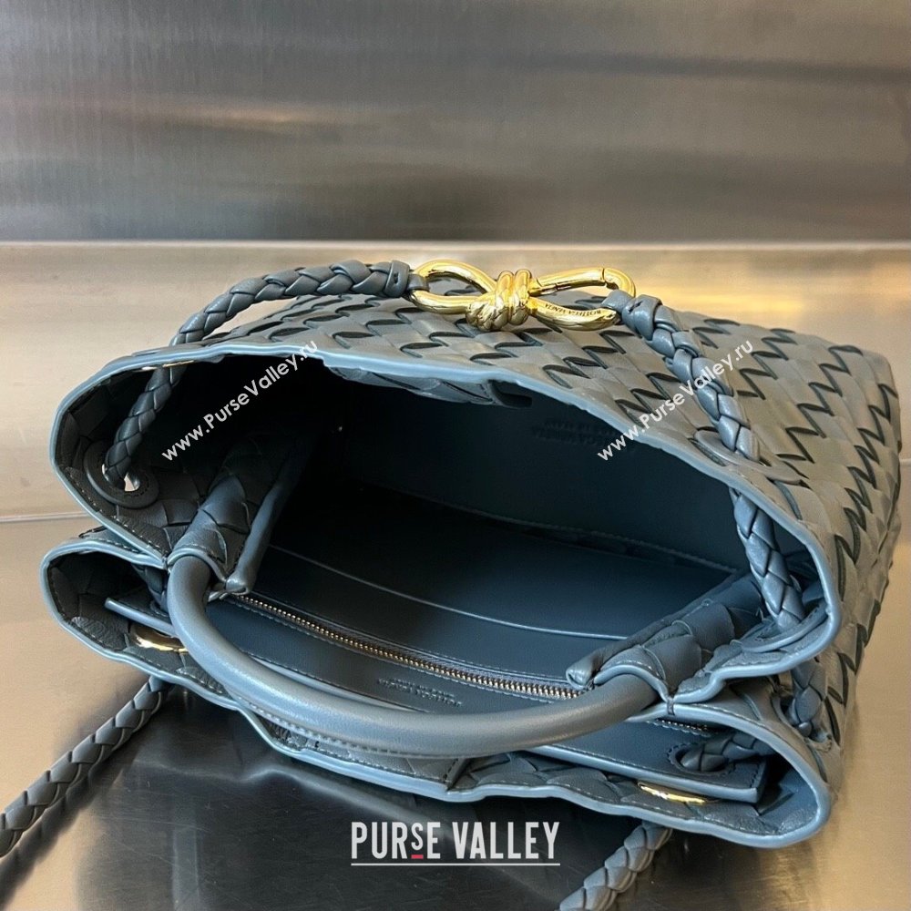 Bottega Veneta Small Andiamo Top Handle Bag in Intrecciato Leather 743568 Slate Grey 2025 0731 (WT-250731051)