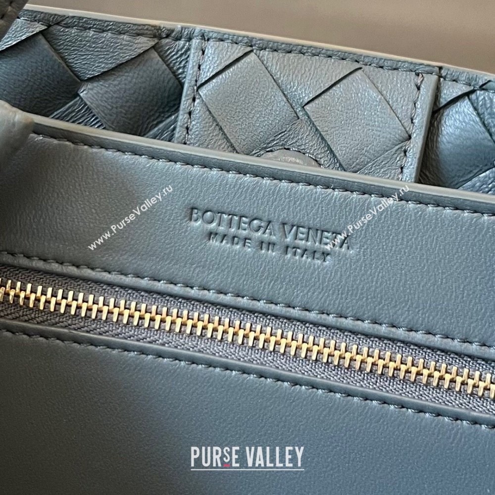 Bottega Veneta Small Andiamo Top Handle Bag in Intrecciato Leather 743568 Slate Grey 2025 0731 (WT-250731051)