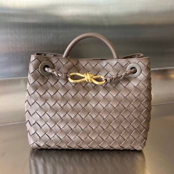 Bottega Veneta Small Andiamo Top Handle Bag in Intrecciato Leather 743568 Taupe Grey 2025 0731 (WT-250731053)