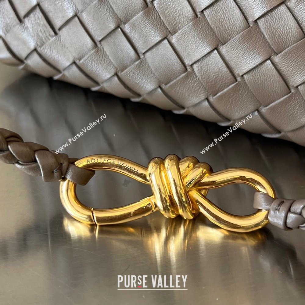Bottega Veneta Small Andiamo Top Handle Bag in Intrecciato Leather 743568 Taupe Grey 2025 0731 (WT-250731053)