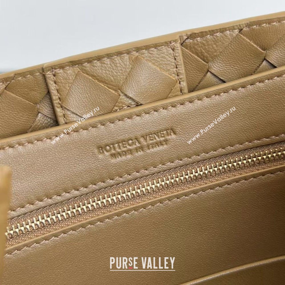 Bottega Veneta Small Andiamo Top Handle Bag in Intrecciato Suede 743568 Taupe Brown 2025 0731 (WT-250731038)