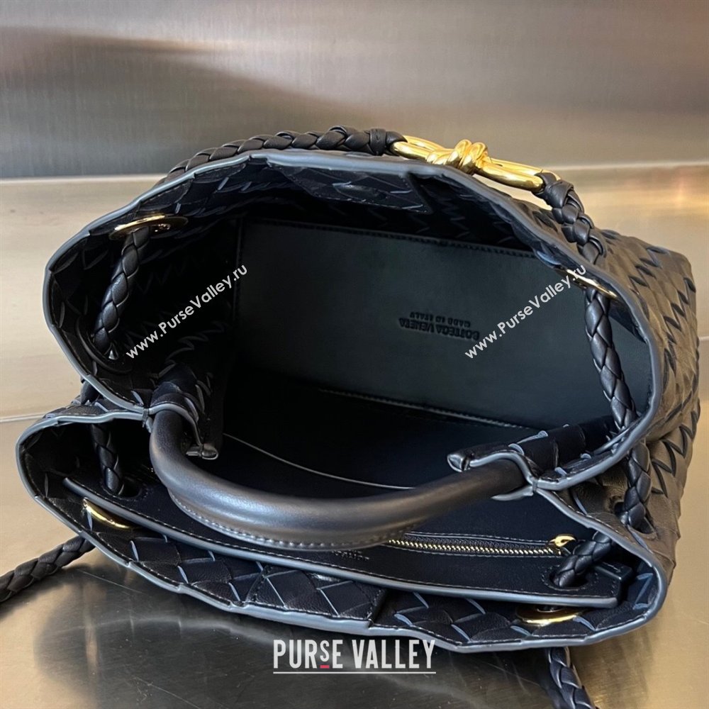 Bottega Veneta Small Andiamo Top Handle Bag in Intrecciato Leather 743568 Space/Gold 2025 0731 (WT-250731054)