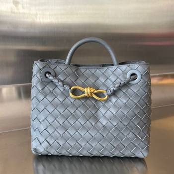 Bottega Veneta Small Andiamo Top Handle Bag in Intrecciato Leather 743568 Thounder Grey 2025 0731 (WT-250731055)