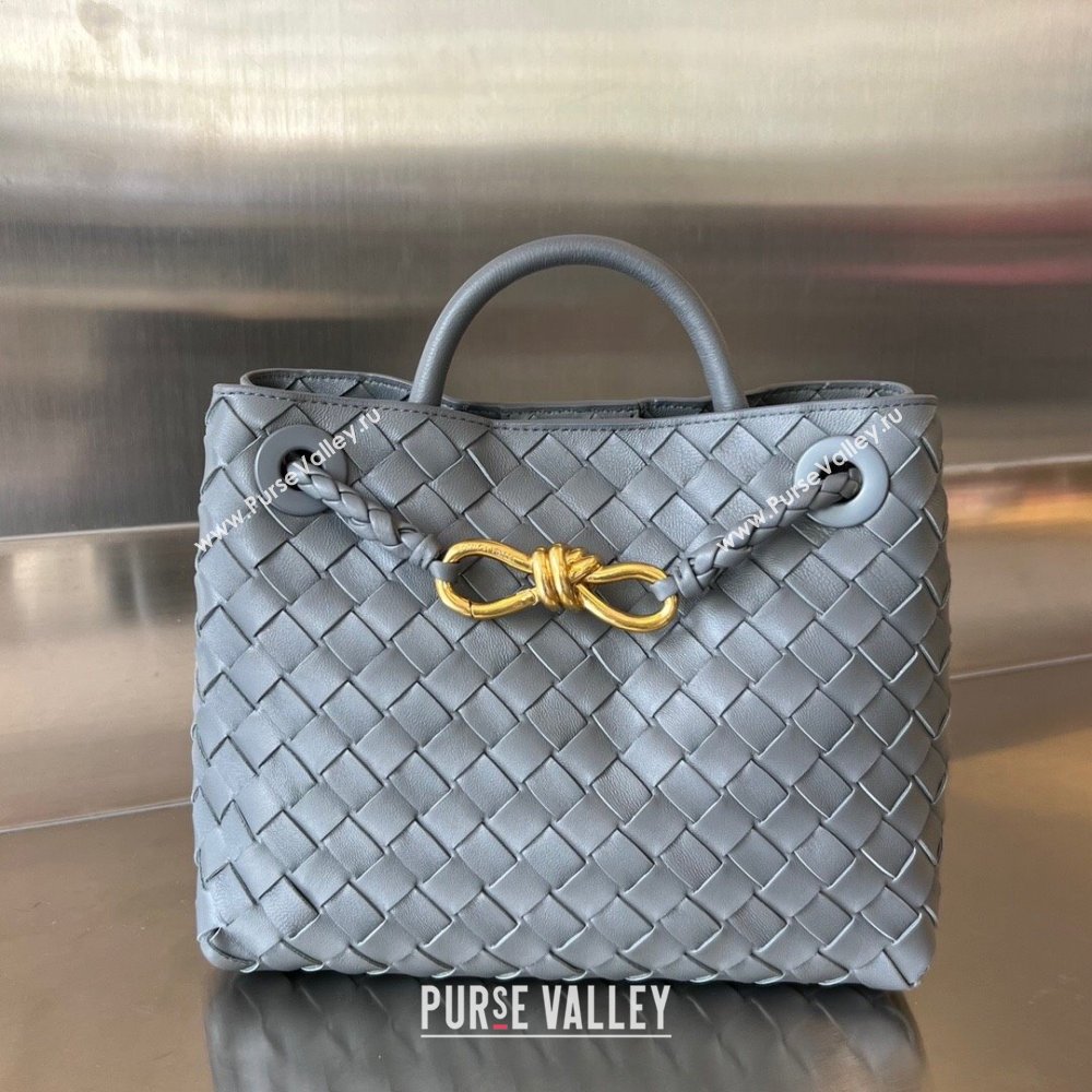 Bottega Veneta Small Andiamo Top Handle Bag in Intrecciato Leather 743568 Thounder Grey 2025 0731 (WT-250731055)