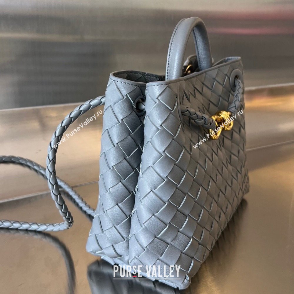 Bottega Veneta Small Andiamo Top Handle Bag in Intrecciato Leather 743568 Thounder Grey 2025 0731 (WT-250731055)