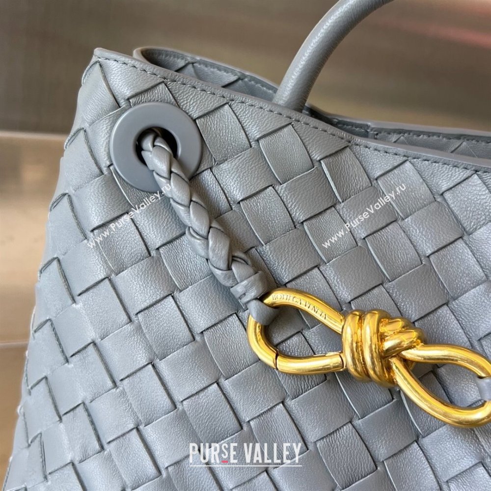 Bottega Veneta Small Andiamo Top Handle Bag in Intrecciato Leather 743568 Thounder Grey 2025 0731 (WT-250731055)