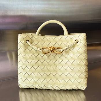 Bottega Veneta Small Andiamo Top Handle Bag in Intrecciato Leather 743568 Ice Cream Yellow 2025 0731 (WT-250731056)