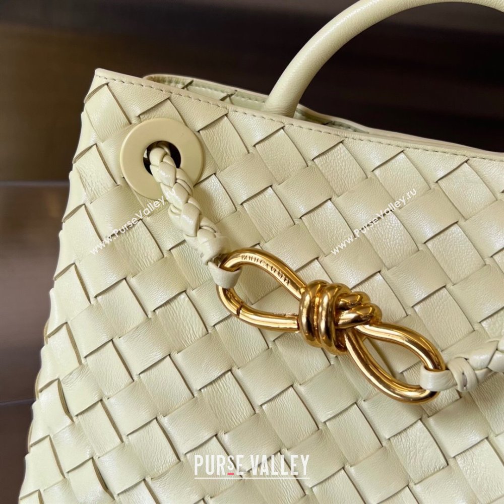 Bottega Veneta Small Andiamo Top Handle Bag in Intrecciato Leather 743568 Ice Cream Yellow 2025 0731 (WT-250731056)