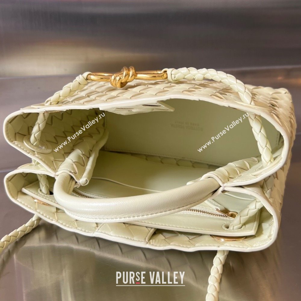 Bottega Veneta Small Andiamo Top Handle Bag in Intrecciato Leather 743568 Ice Cream Yellow 2025 0731 (WT-250731056)