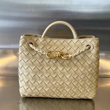 Bottega Veneta Small Andiamo Top Handle Bag in Intrecciato Leather 743568 Oat Yellow 2025 0731 (WT-250731057)