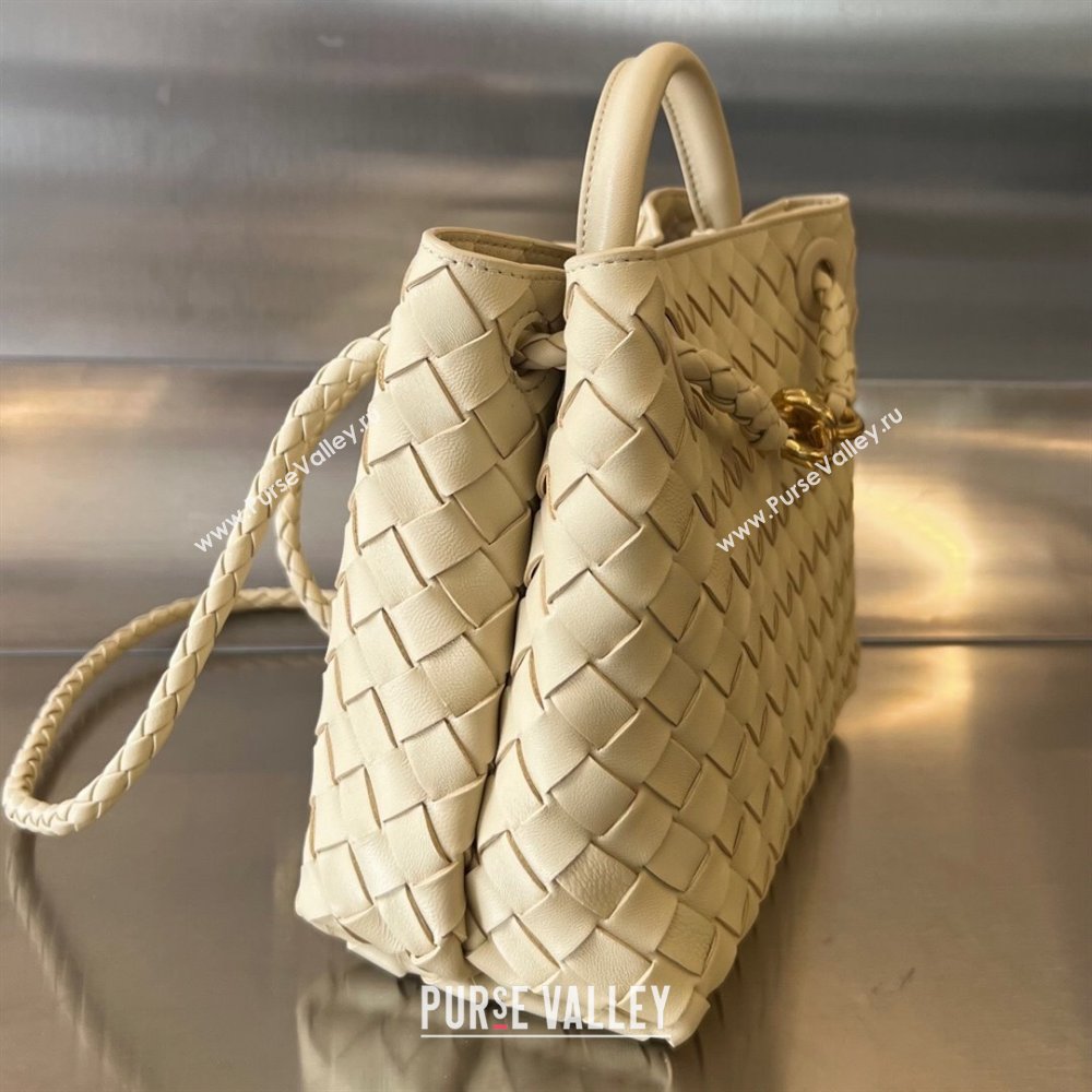 Bottega Veneta Small Andiamo Top Handle Bag in Intrecciato Leather 743568 Oat Yellow 2025 0731 (WT-250731057)
