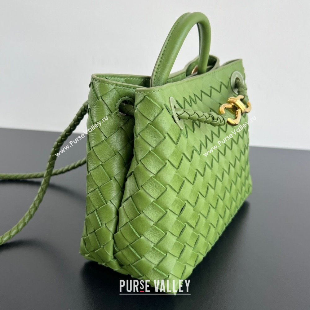 Bottega Veneta Small Andiamo Top Handle Bag in Intrecciato Leather 743568 Matcha Green 2025 0731 (WT-250731039)
