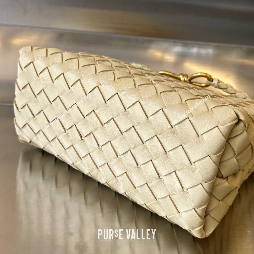 Bottega Veneta Small Andiamo Top Handle Bag in Intrecciato Leather 743568 Oat Yellow 2025 0731 (WT-250731057)